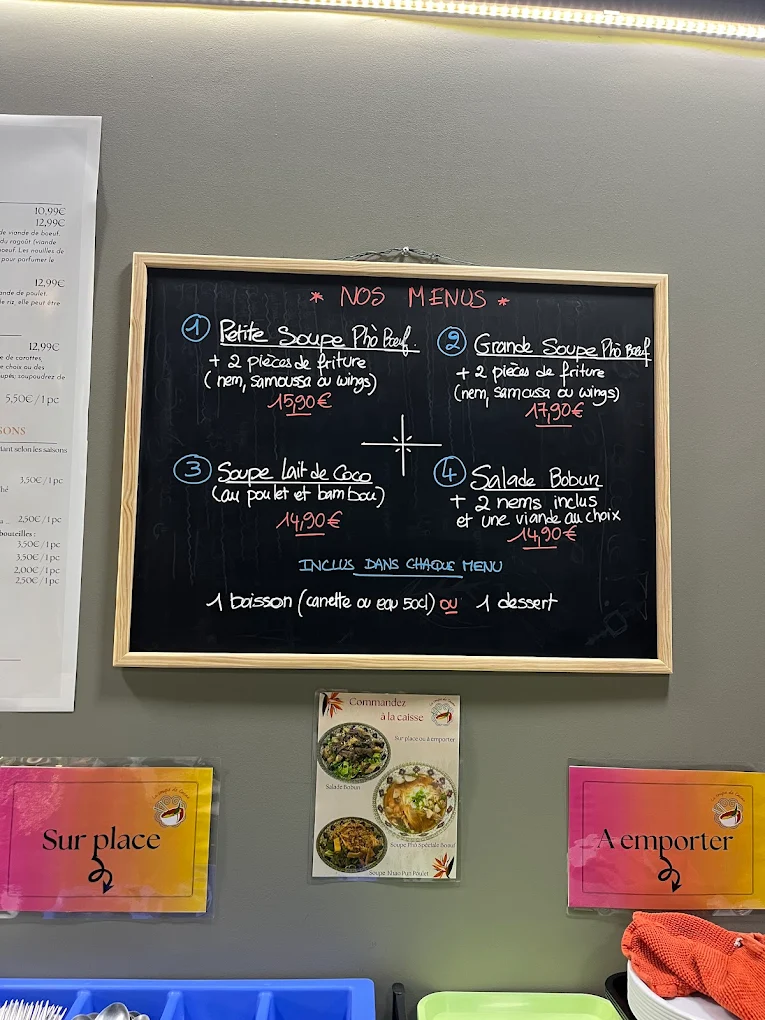 Tableau du menu affiché au restaurant